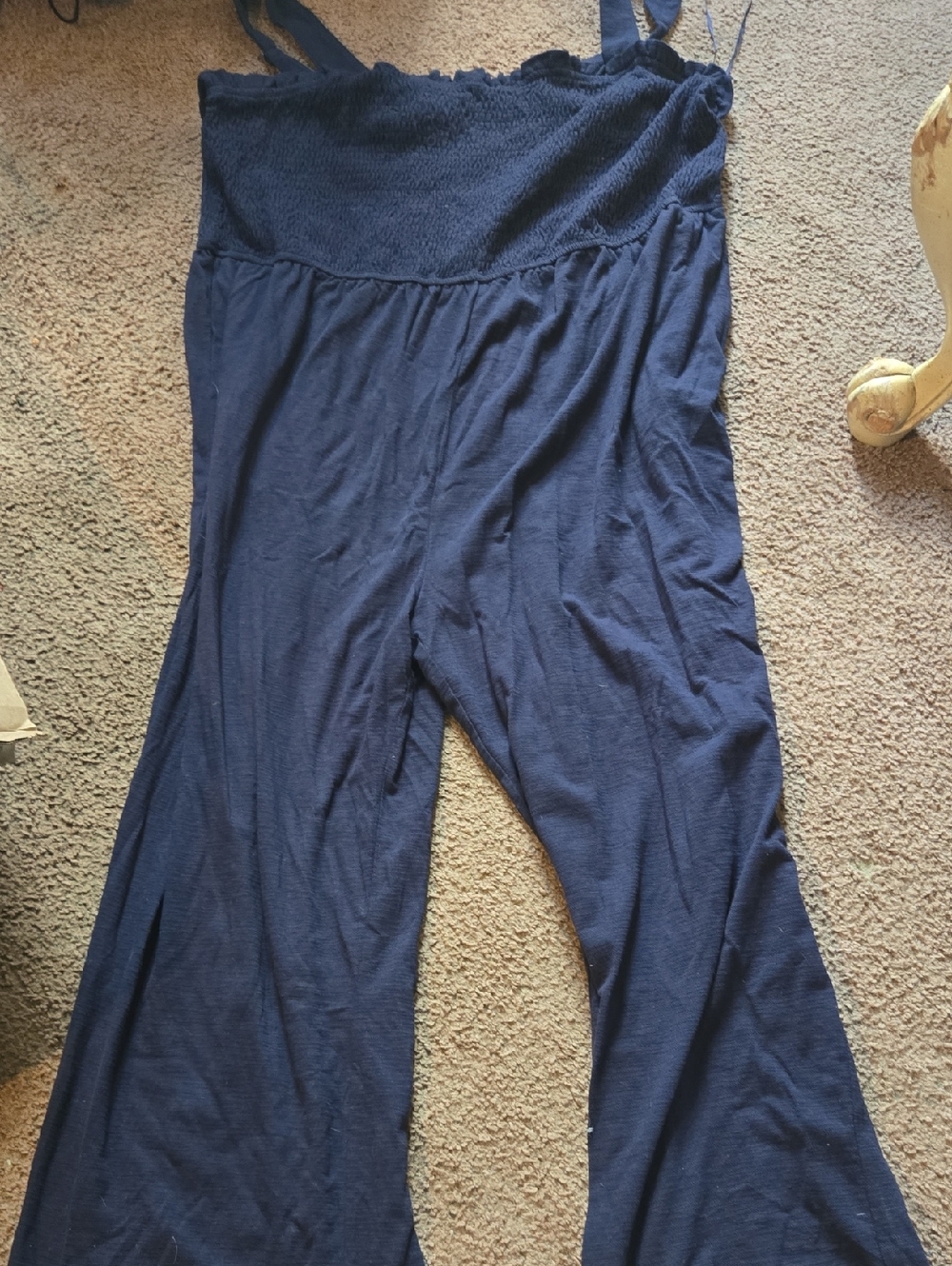 Skies Are Blue Curvy Navy Wide-Leg Cotton Smocked Jumpsuit NWT 💫 Plus